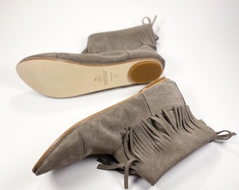 Stivaletti Boho alla caviglia con frange in morbida pelle