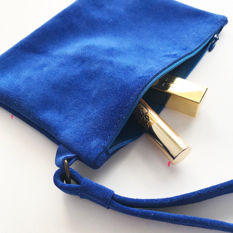 Bridal Purse Clutch in Royal Blue Soft Leather Wedding Something Blue Matching Shoes and Purse Elehandmade image 8