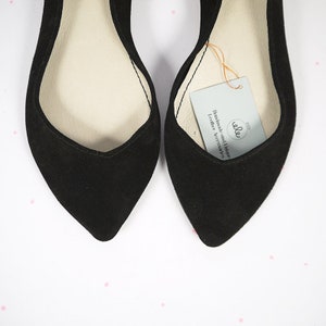 Pointy Toe Ballet Flats in Buttery Soft Black Italian Leather, Elehandmade Shoes