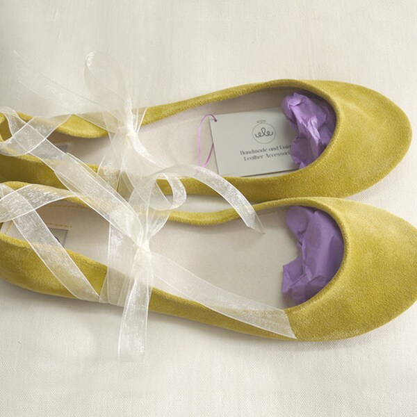 Sunflower Yellow Soft Leather Handmade Ballet Flats - Special Listing for Andrea