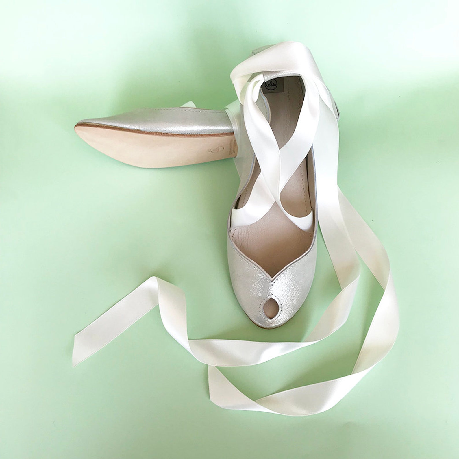 Ballet Flats With Ribbons. Wedding Shoes Flats. Satin Ribbon Shoes