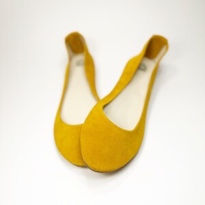Ballet Flats Shoes in Yellow Soft Italian Leather, elehandmade shoes image 4