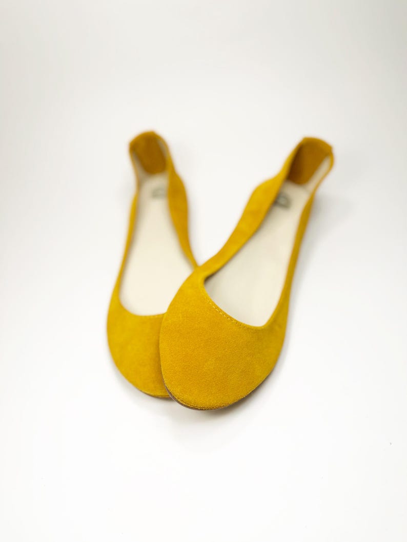 Ballet Flats Shoes in Yellow Soft Italian Leather, elehandmade shoes image 4