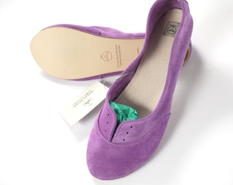 Woman Oxford Shoes in Orchid Lilac Soft Italian Leather, Handmade Low Heel Shoes, Elehandmade