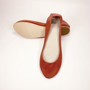 Handmade Ballet Flat Shoes in Red Italian Soft Leather, elehandmade image 4