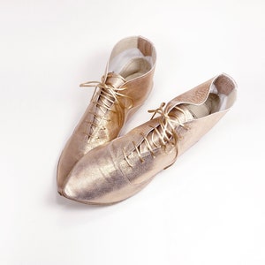 Botas hechas a mano de cuero con cordones de tobillo de oro rosa - Zapatos hechos a mano - Zapatos de novia
