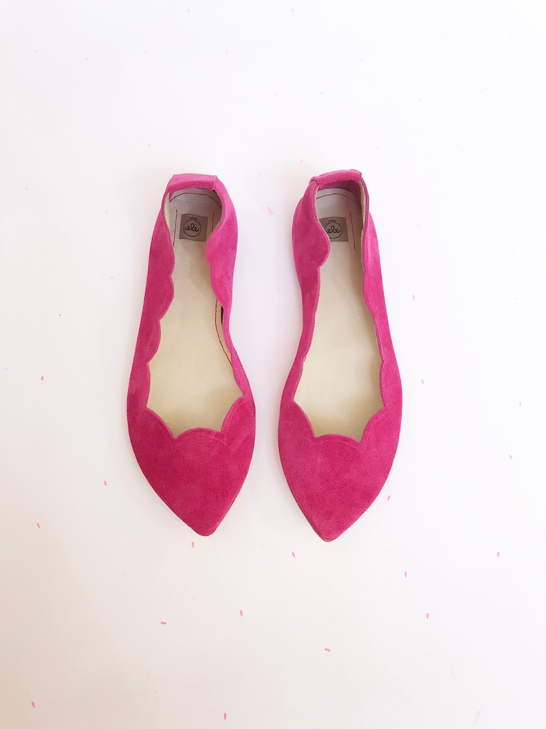 scalloped pointed toe flats