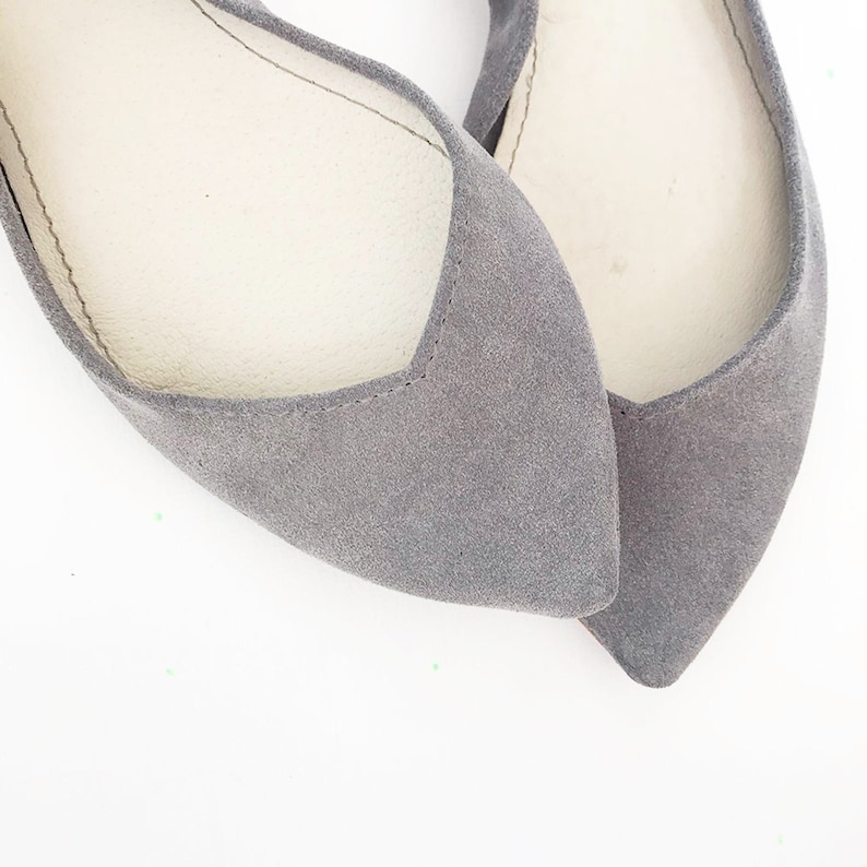 Pointy Shoes. Comfortable Flats. Pointy Flats. Gray Leather - Etsy