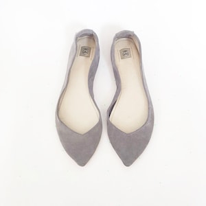Pointy Shoes. Comfortable Flats. Pointy Flats. Gray Leather Shoes. Handmade Ballet Flats. Handmade Shoes. Grey Flats Shoes. Minimalist Flats image 1