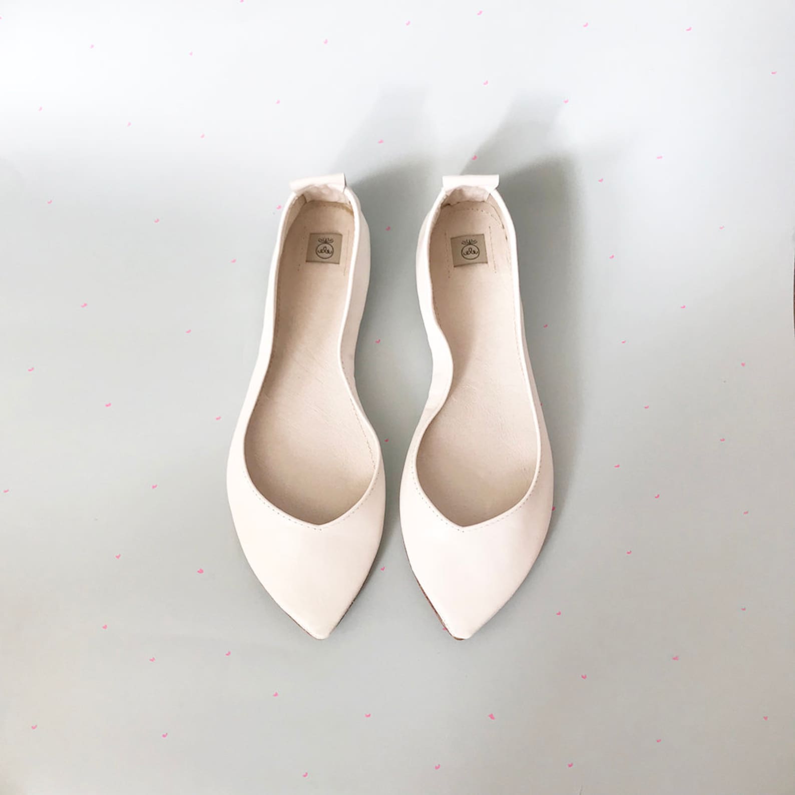 white wedding shoes. ballet flats with ribbon. low heel shoes. pointy ballet flats. leather ballerinas. bridal flat shoes. bride