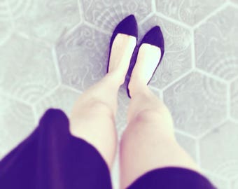 D' Orsay Shoes in Soft Black Italian Leather, Pointy Low Heel Pump, elehandmade