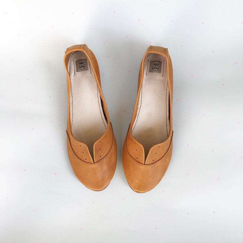 Oxfords Shoes Tan Light Brown Handmade Leather Laced up Flats Shoes. Tan Leather Shoes. Oxfords Shoes Women. Soft Shoes. Brown Leather Shoes image 4