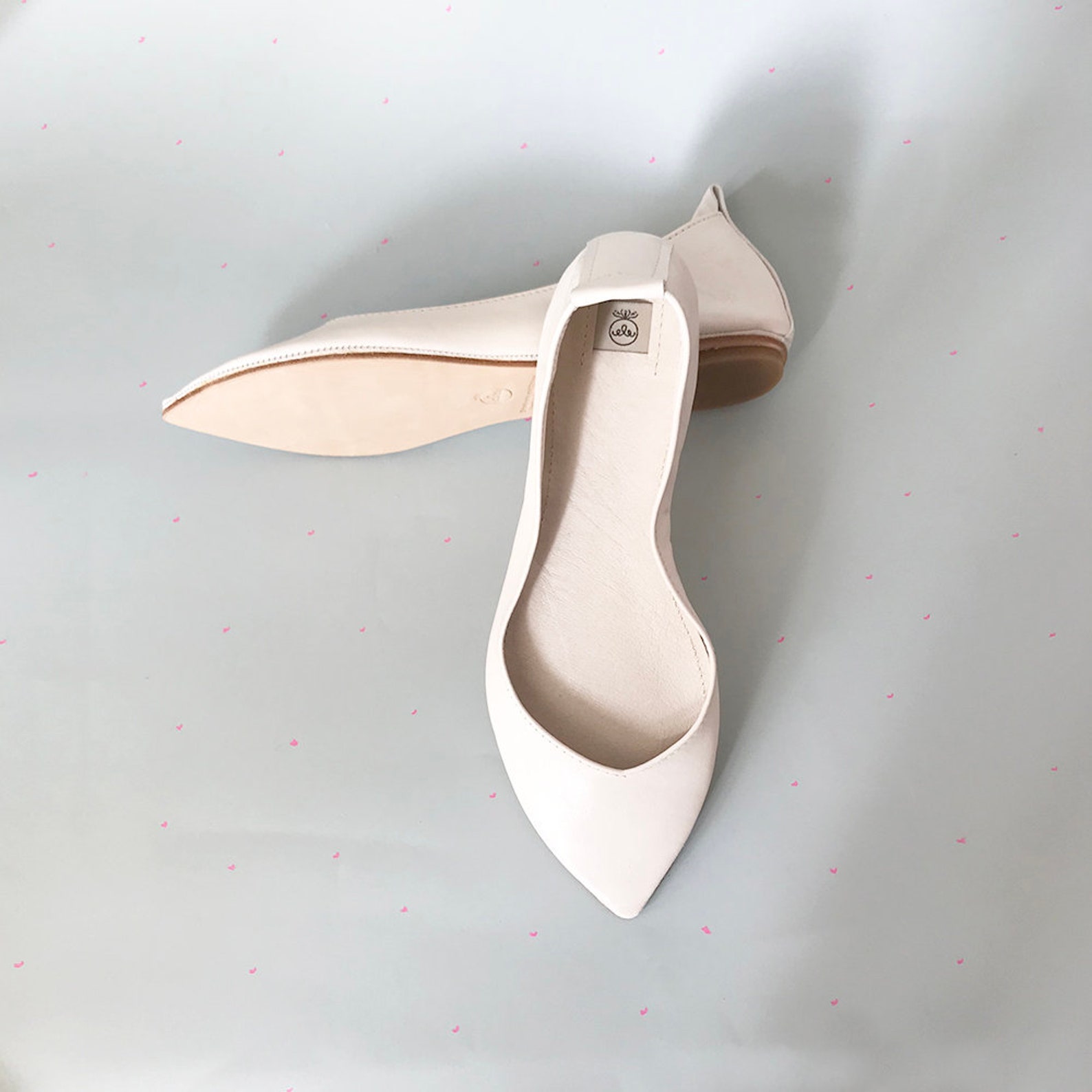 white wedding shoes. ballet flats with ribbon. low heel shoes. pointy ballet flats. leather ballerinas. bridal flat shoes. bride