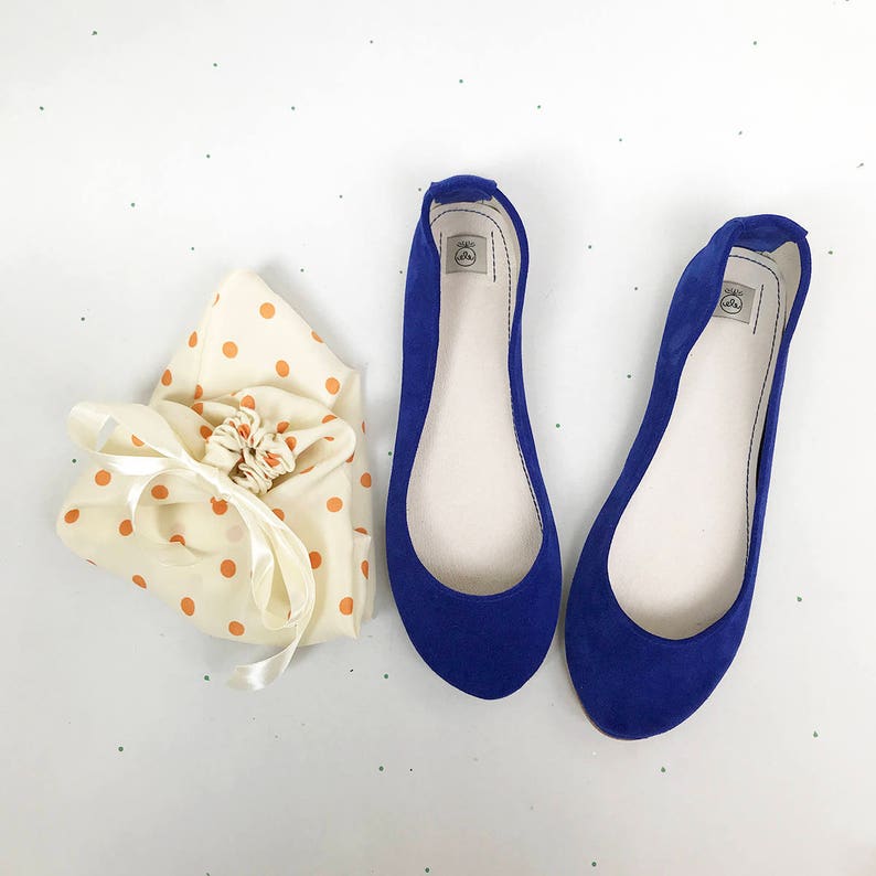 Blue Ballet Flats Shoes in Italian Leather, Elehandmade image 5