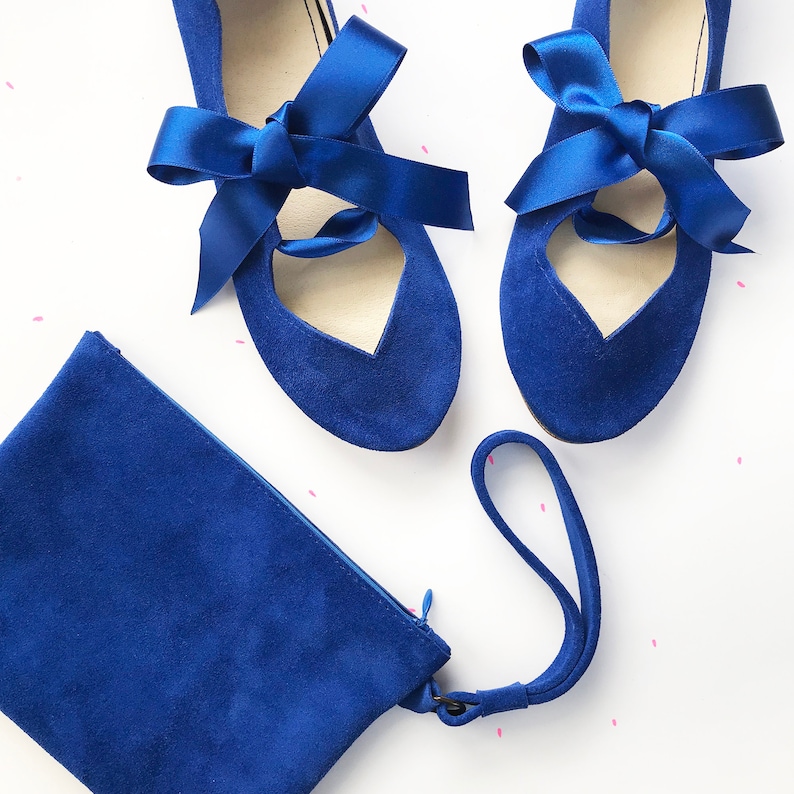 Bridal Purse Clutch in Royal Blue Soft Leather Wedding Something Blue Matching Shoes and Purse Elehandmade image 2