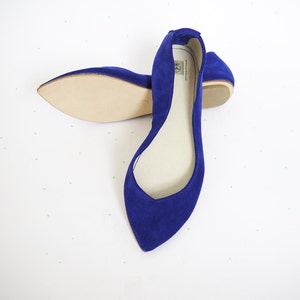Pointy Toe Ballet Flats in Royal Blue Italian Leather, Brautschuhe, Elehandmade Shoes image 5