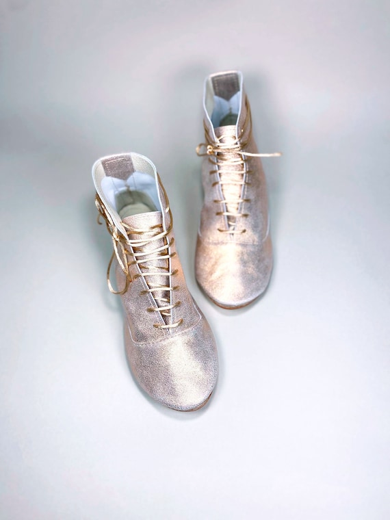 Gold lace top up booties