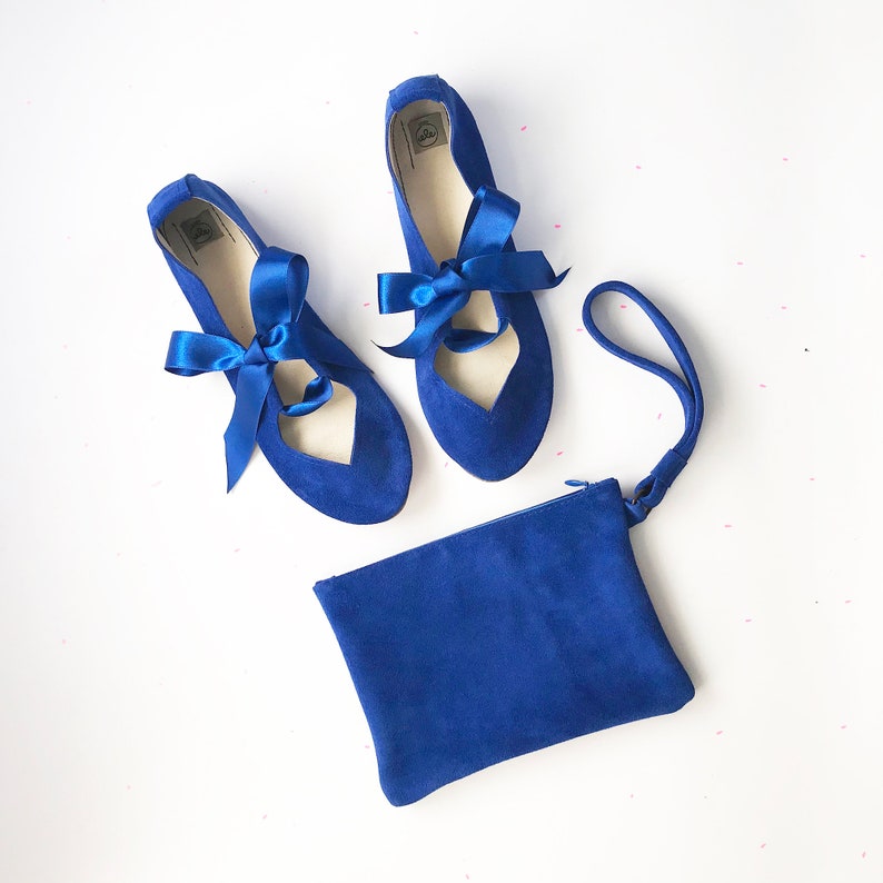Bridal Purse Clutch in Royal Blue Soft Leather Wedding Something Blue Matching Shoes and Purse Elehandmade image 9