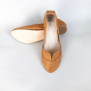 Oxfords Shoes Tan Light Brown Handmade Leather Laced up Flats Shoes. Tan Leather Shoes. Oxfords Shoes Women. Soft Shoes. Brown Leather Shoes image 3
