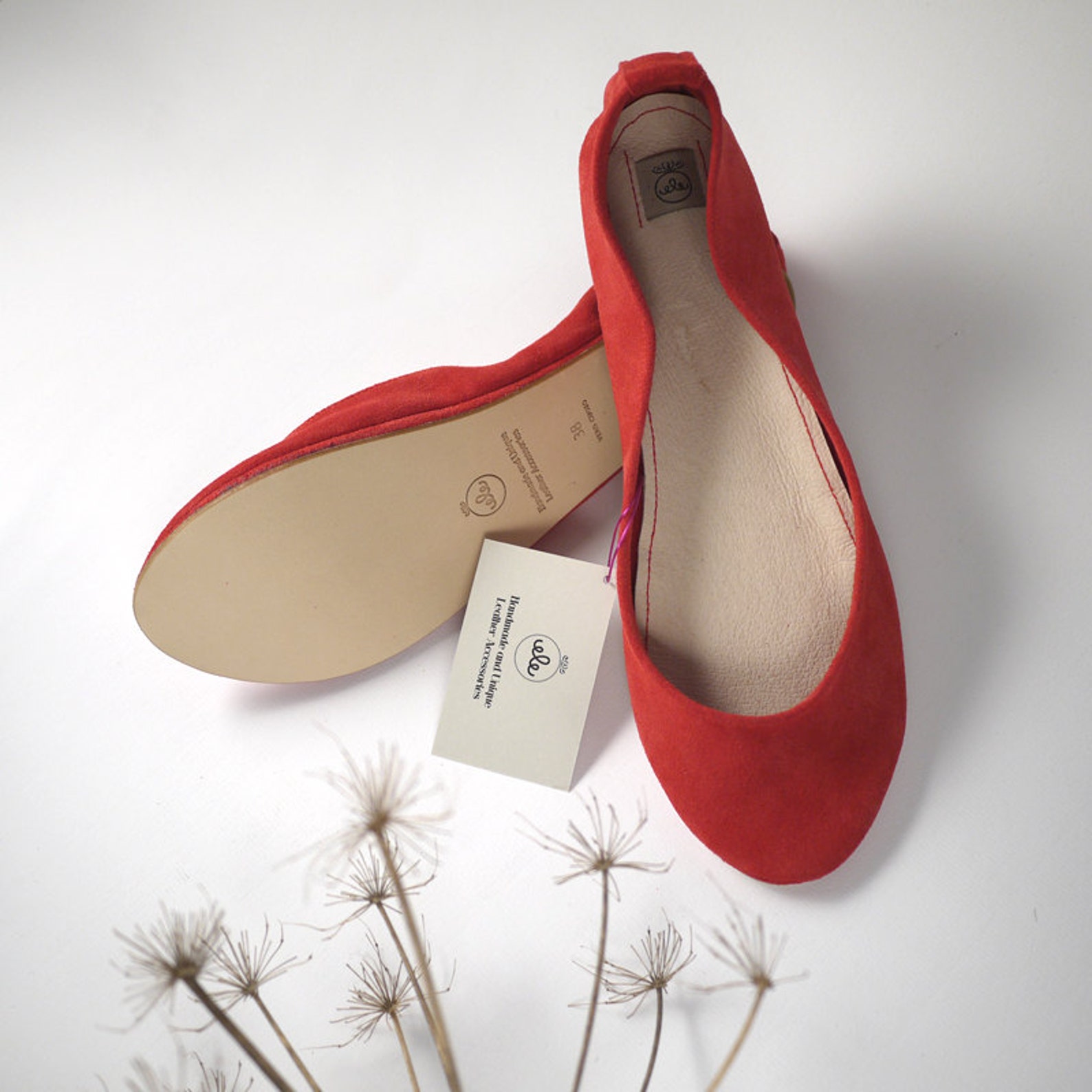 red ballet shoes. flats shoes. bridal shoes. wedding shoes. red handmade flats. pointe style shoes. red flats shoes. italian lea