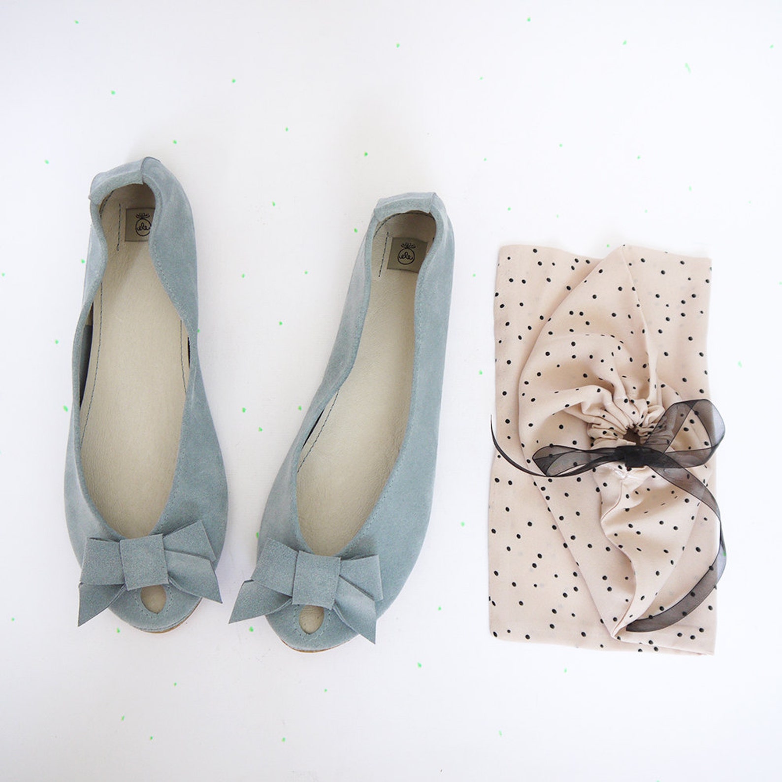 ballet flats shoes. women shoes. leather shoes. handmade peep toe. serenity blue shoes. italian leather. bridal shoes with bow.