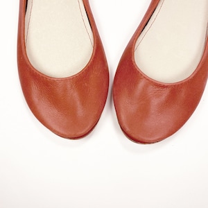 Handmade Ballet Flat Shoes in Red Italian Soft Leather, elehandmade image 5