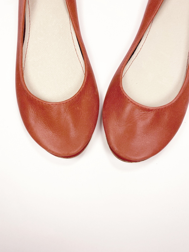 Handmade Ballet Flat Shoes in Red Italian Soft Leather, elehandmade image 5