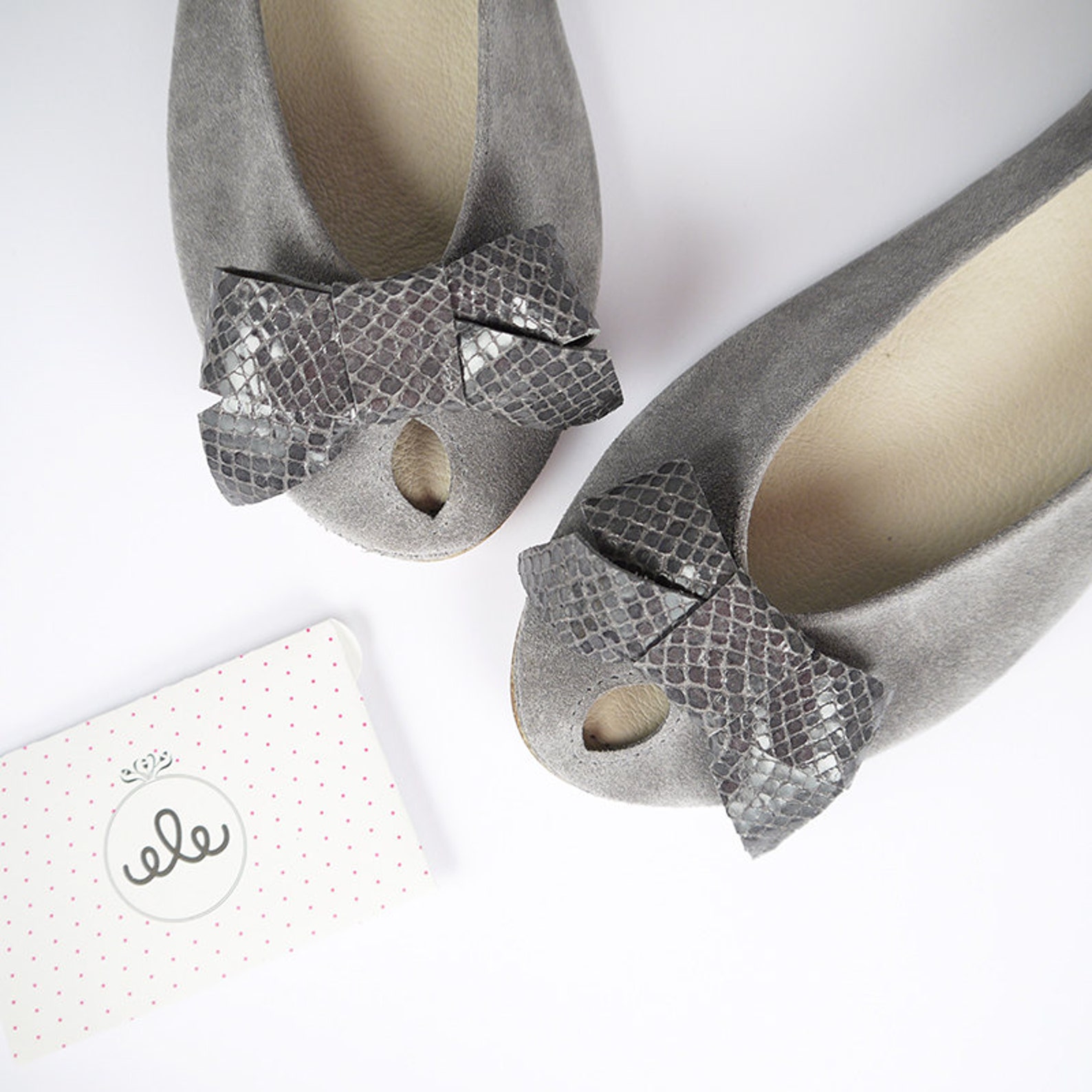 ballet flats shoes. women shoes. leather shoes. handmade peep toe. gray shoes. open toes flats. bridal shoes with bow. gray wedd