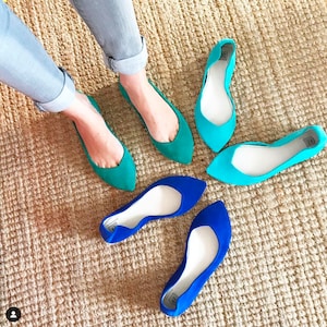 Pointy Toe Ballet Flats in Royal Blue Italian Leather, Brautschuhe, Elehandmade Shoes image 6
