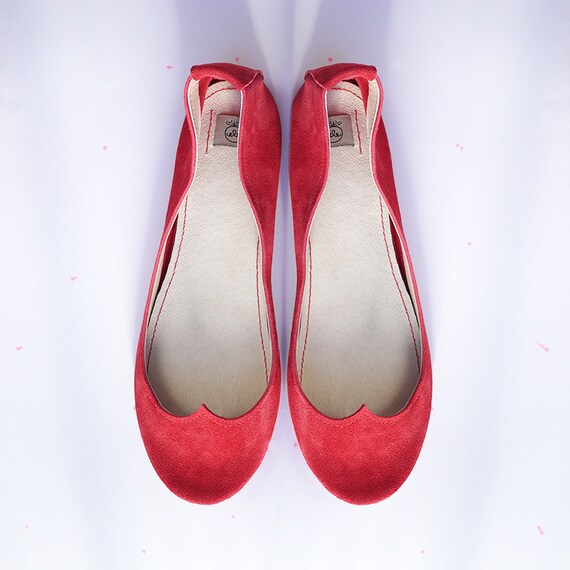 Rode balletschoenen met hartvorm elehandgemaakte schoenen - Etsy Nederland