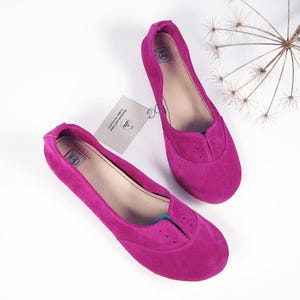 Handmade Italian Leather Oxfords: Cyclamen Pink Elehandmade Flats image 4