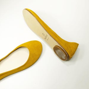 Ballet Flats Shoes in Yellow Soft Italian Leather, elehandmade shoes image 5