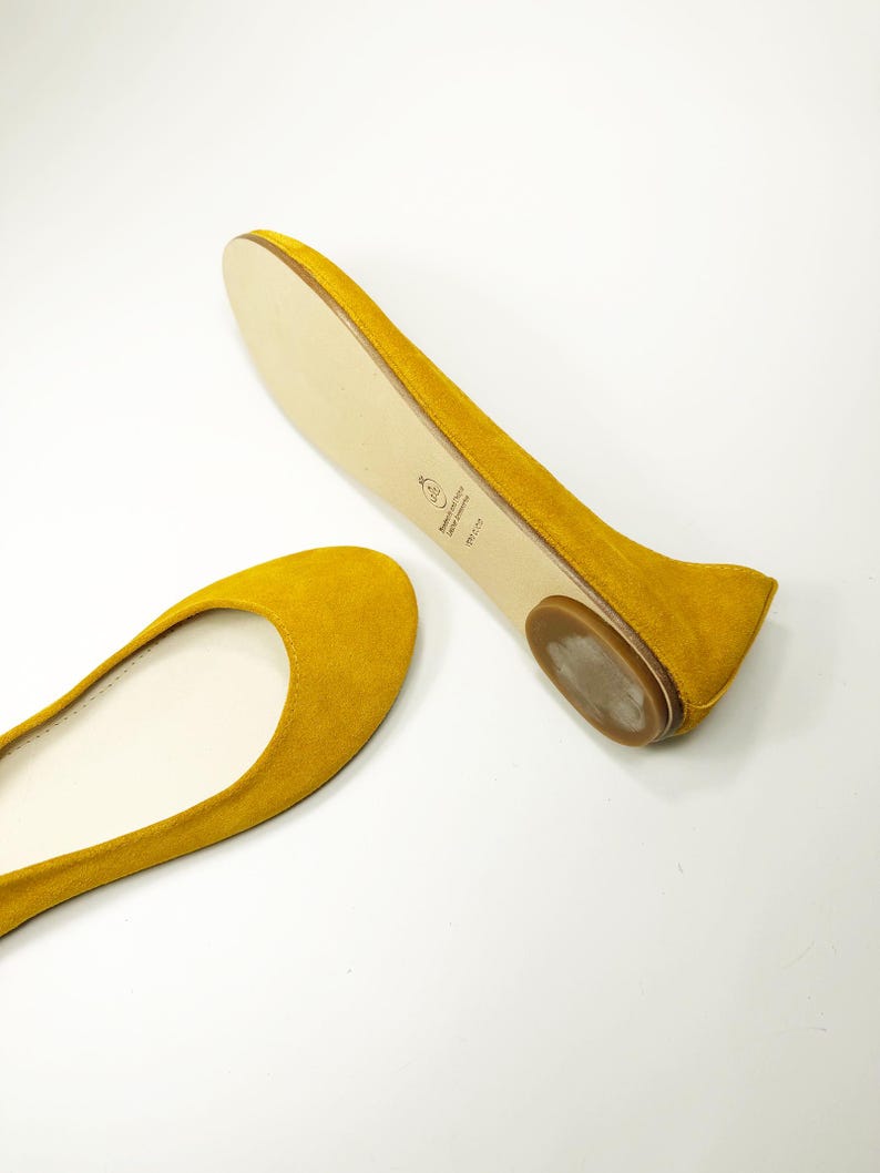 Ballet Flats Shoes in Yellow Soft Italian Leather, elehandmade shoes image 5