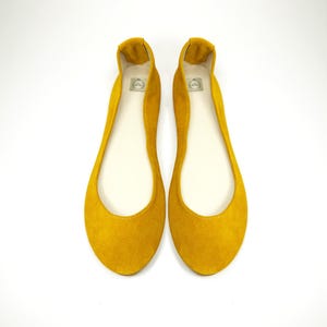 Ballet Flats Shoes in Yellow Soft Italian Leather, elehandmade shoes image 3