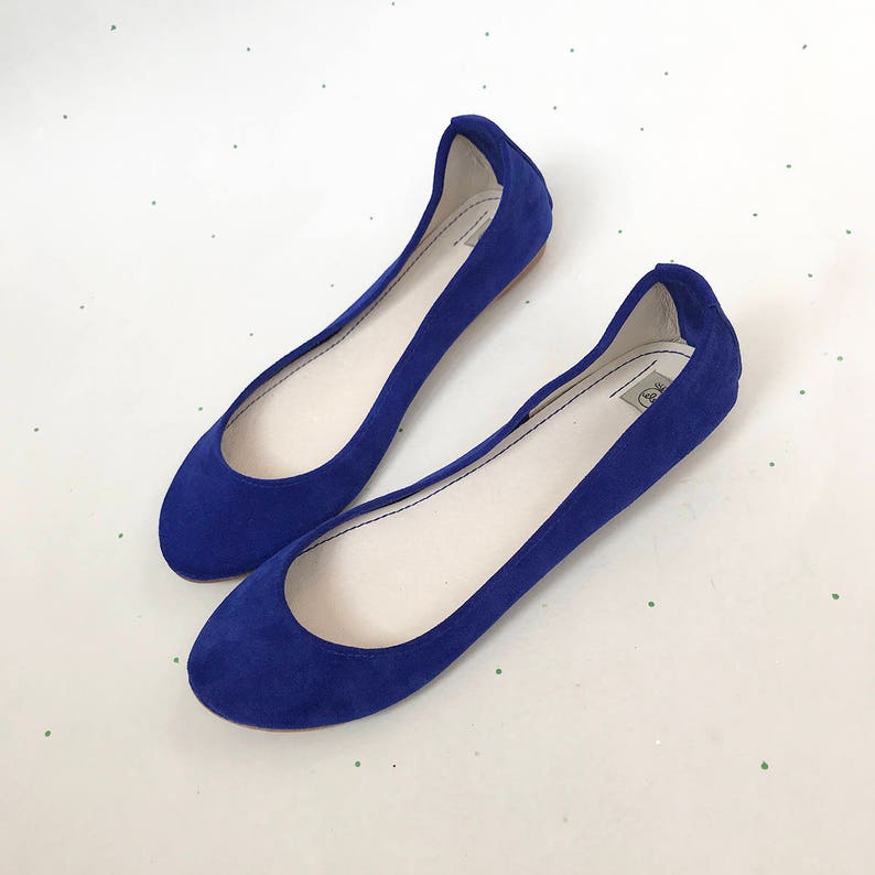 Blue Ballet Flats Shoes in Italian Leather, Elehandmade image 3