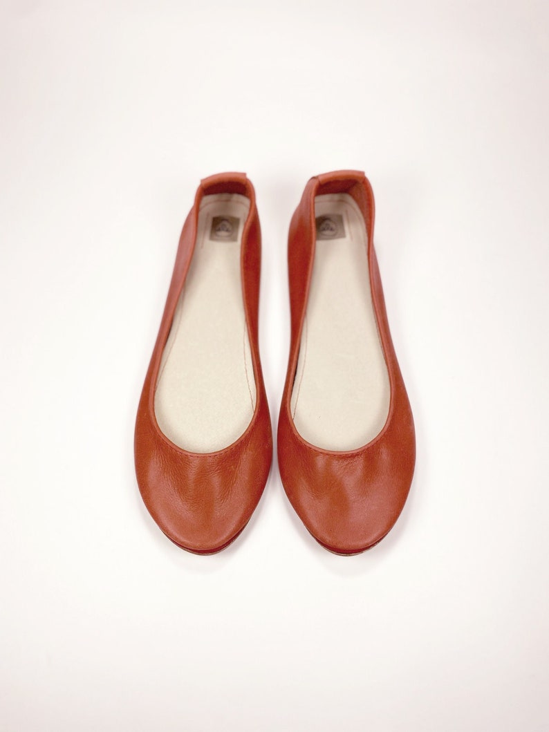 Handmade Ballet Flat Shoes in Red Italian Soft Leather, elehandmade image 1