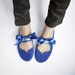 blue ballet flats with ribbon