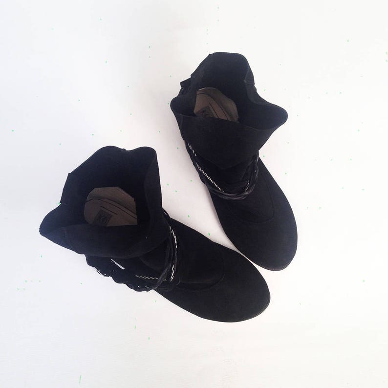 Gipsy Boots Tribal Ankle Boots Ethnic Boot Black Booties Women Black Leather Boots Black Boho Boots Italian Leather Black Ankle Boots