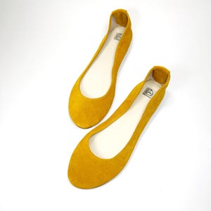 Ballet Flats Shoes in Yellow Soft Italian Leather, elehandmade shoes image 1