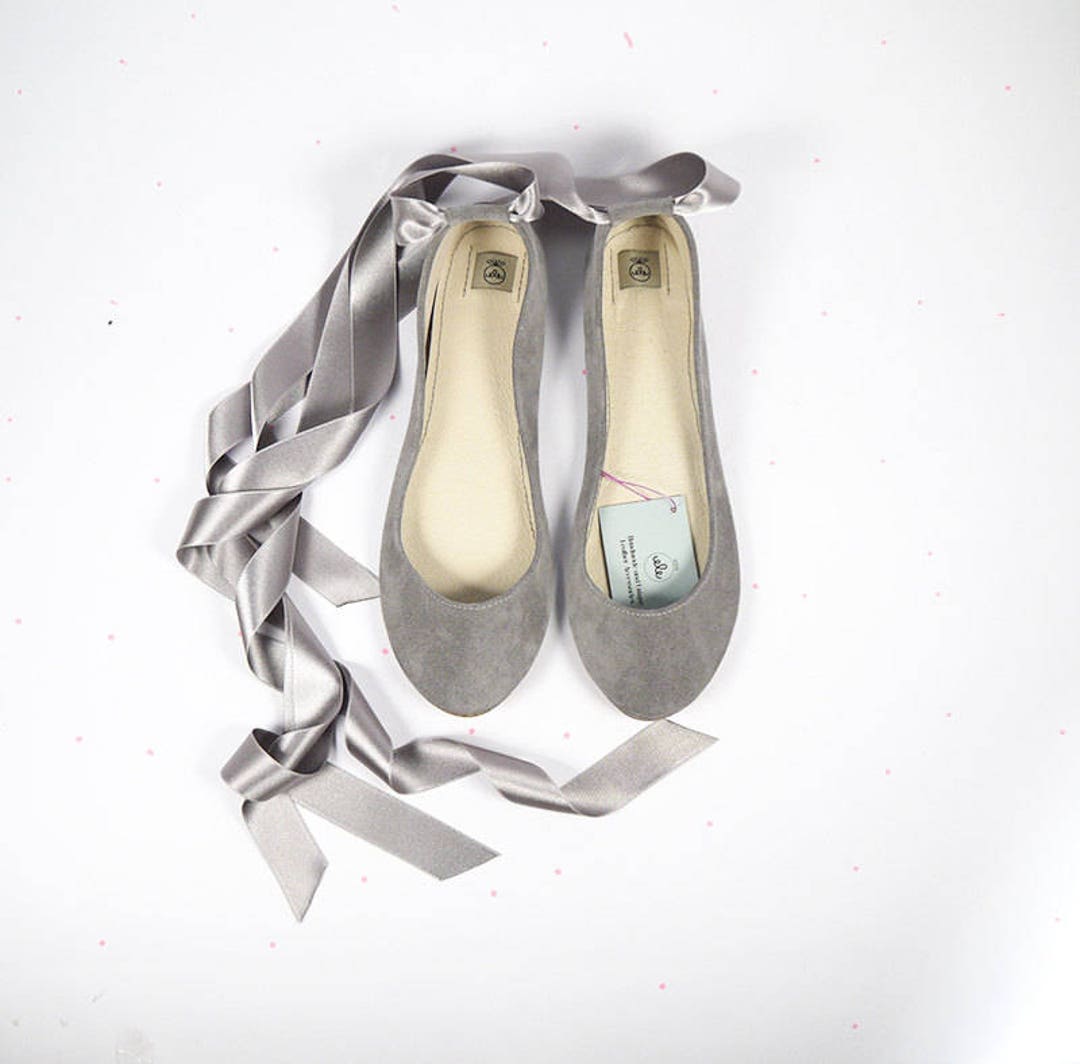 Ballet Flats Ballerinas Shoes With Satin Ribbon in Pearl