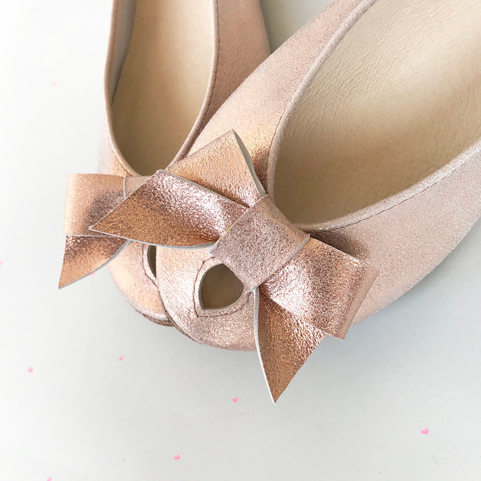 rose gold flat wedding shoes