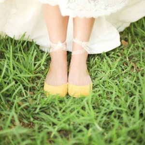 Ballet Flats Shoes in Yellow Soft Italian Leather, elehandmade shoes image 5