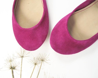 RESERVED for THEODORA, Ballet Flats Shoes in Cyclamen Pink Soft Italian Leather, Elehandmade Ballerinas