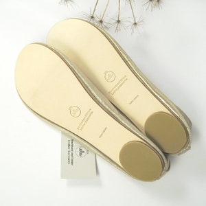 Ballet Flats Shoes in Soft Gold Italian Leather, Handmade Bridal Elegant Ballerinas, Elehandmade Shoes image 5