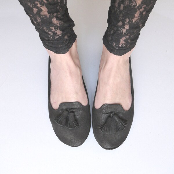 The Loafers Shoes - Handmade Black Leather Loafers - Reserved for Lisa