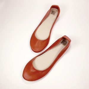 Handmade Ballet Flat Shoes in Red Italian Soft Leather, elehandmade image 2