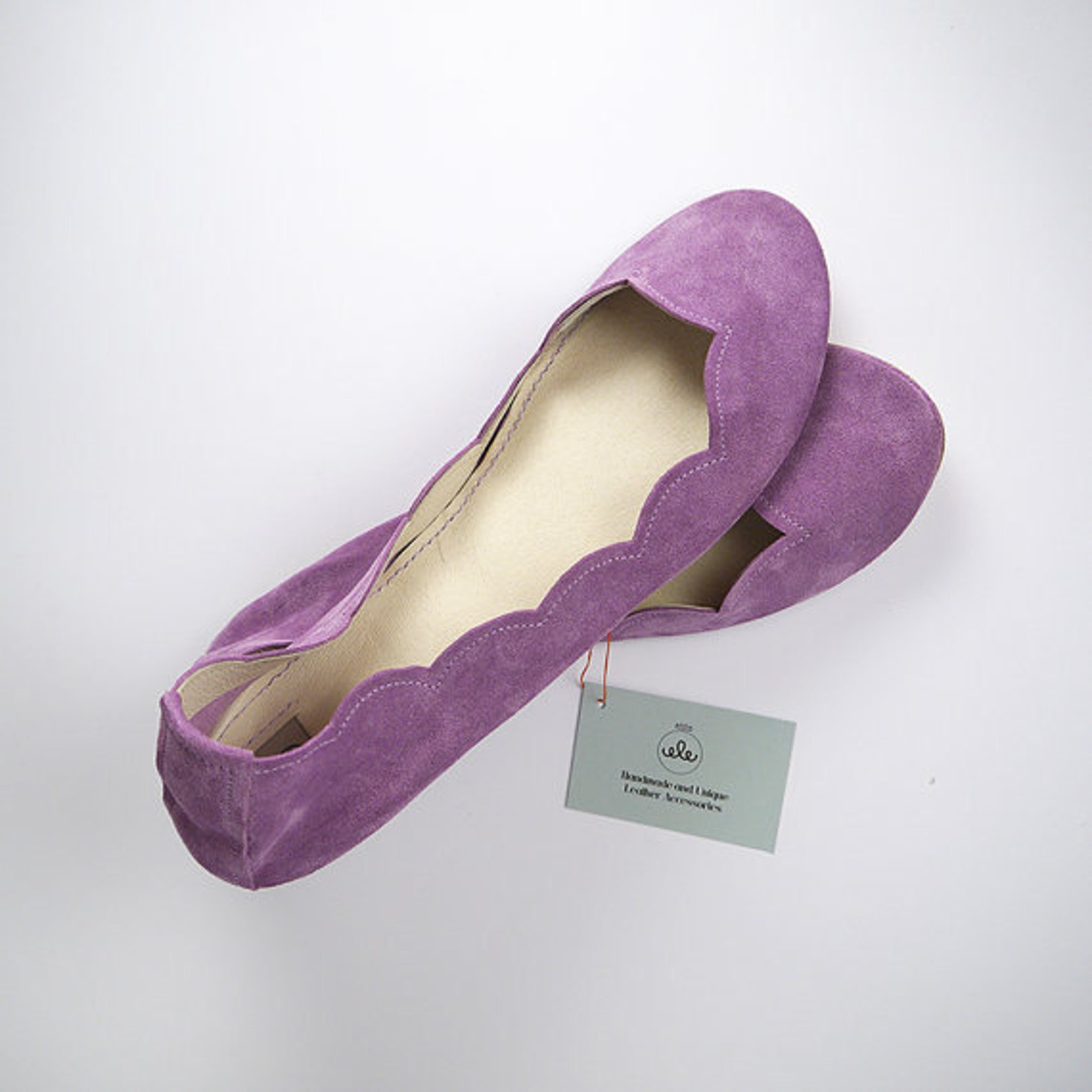 shoes on sale, 20% off, size 34, ready to ship, scalloped ballet flats shoes radiant orchid lilac light violet slip on ballerina