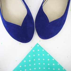 Blue Ballet Flats Shoes in Italian Leather, Elehandmade image 3