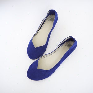 Blue Ballet Flats Shoes in Italian Leather, Elehandmade image 4