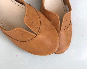 Oxfords Schuhe aus Hellbraunem Weichen Italienischen Leder, Elehandmade
